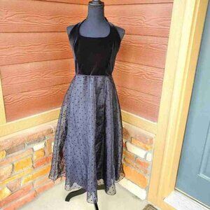 Betsy & Adam by Jaslene Black Velvet and Tulle Vintage Women's Dress Size 12
